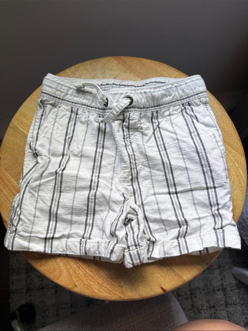 Cat & Jack White Shorts with Gray Vertical Stripes